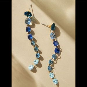 NWT Anthropologie Blue Crystal Drop Earrings!